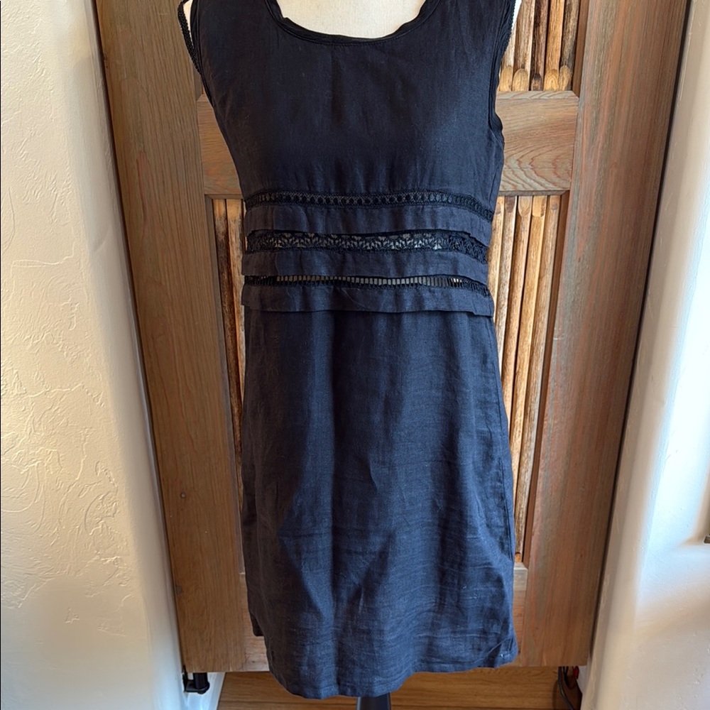 Vintage Johnny Was Black Sleeveless Dress, Size XS, Pearl Buttons